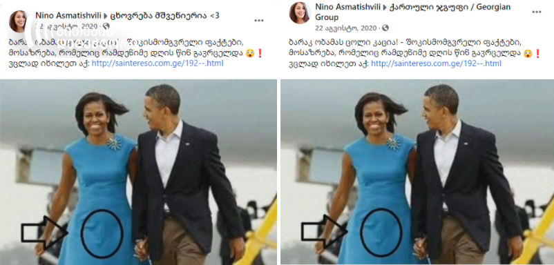 Afbeelding van Michele Obama met een zichtbare bult